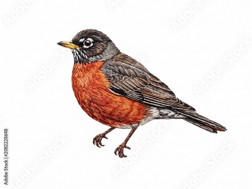 Beautiful kingfisher bird embroidery art isolated on white background
