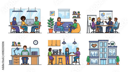 Diverse Team Collaboration and Office Life Pixel Art Collection