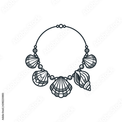 Seashell Necklace Vector Art - Beach Jewelry Design