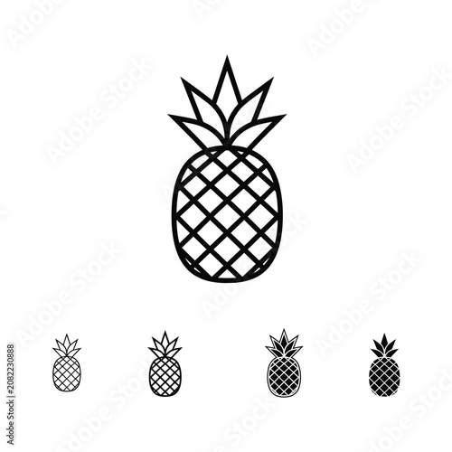 Pineapple Icon Set - Tropical Fruit Vector Art