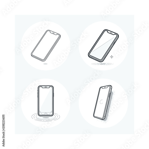 Smartphone Icons Set: Modern Mobile Phone Illustrations in Various Angles