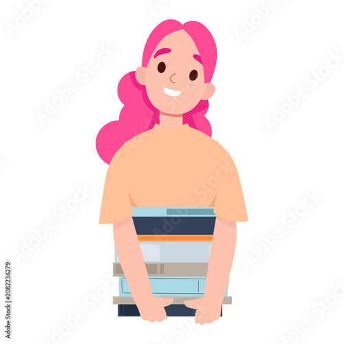 Woman with a Stack of Books Book Club, Reading and Literature
