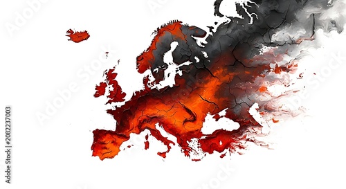 Europe heatwave crisis represented by a glowing fiery map
