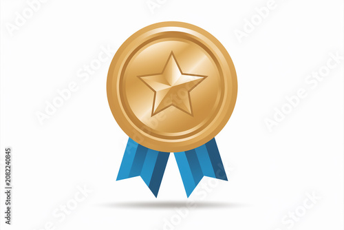 3D Gold Star Award Isolated on White Background, Achievement Badge, Premium Quality Rating, Winner Recognition, Glossy Success Symbol, 3D Render