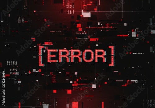 Digital glitch error message with red text and data corruption