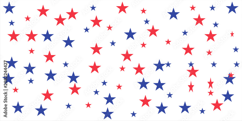 Fototapeta premium American patriotic stars horizontal frame . American patriotic border frame for cards and invitations . Vector illustration