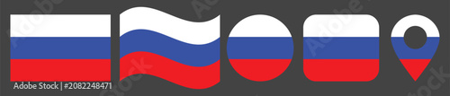 Foto Russia Flag Vector Illustration set featuring multiple styles, including a stand