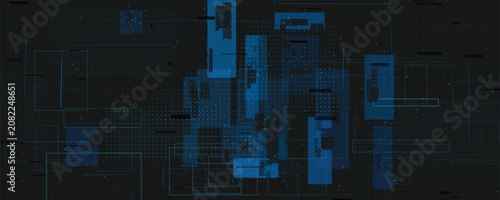 Abstract digital cityscape with glowing blue circuits on a dark background representing data flow and connectivity