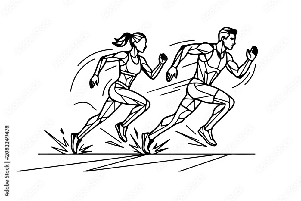 Fototapeta premium runners vector illustration