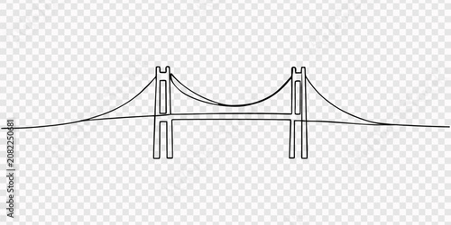 Bild auf Leinwand suspension bridge continuous one line drawing, continuous one line drawing Suspe