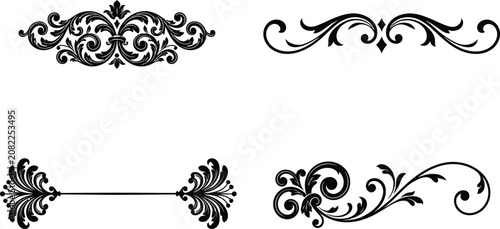 an elegant symmetrical decorative text divider  set .eps