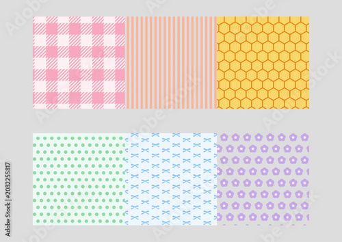 春のパステルパターン素材セット｜Spring Pastel Seamless Pattern Set