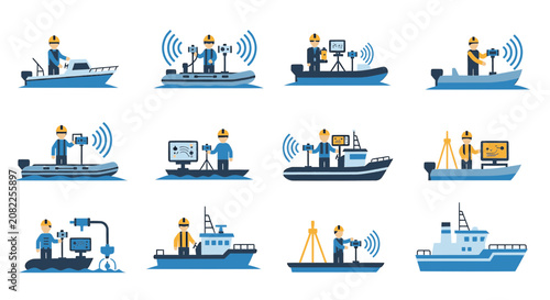 фотографія Marine Surveying and Hydrographic Research Boat Vector Collection