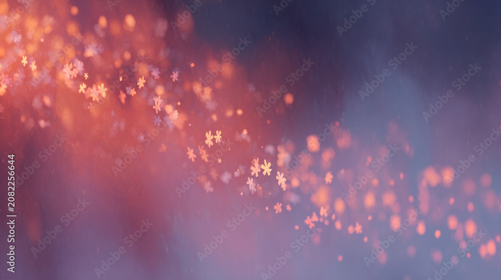 Fototapeta premium red christmas bokeh background with glowing glitter dust drifting across abstract winter banner