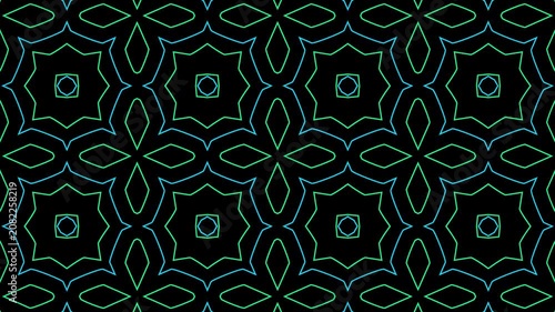 4K Motion Graphic Seamless Geometric Pattern with Green and Cyan Lines
