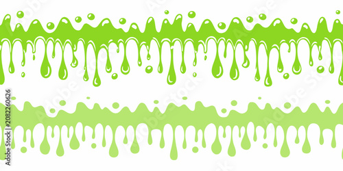Obraz na płótnie Green slime drip pattern on a white background