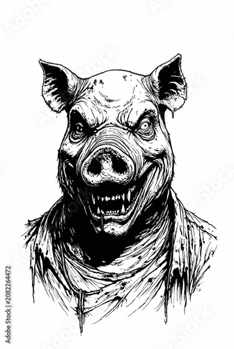 vector illustration of a pig man