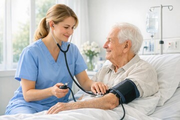 A healthcare professional checking a patient's vital signs
