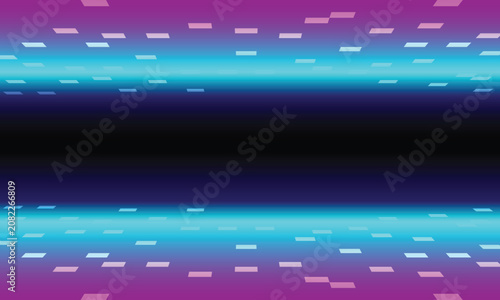 Retro synthwave background with neon blue and purple gradients, futuristic digital landscape vector, 80s style cyber space with glowing pixels
