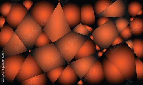 Abstract geometric mosaic background with orange gradient polygons, dark crystalline voronoi pattern vector, modern glowing amber tessellation texture