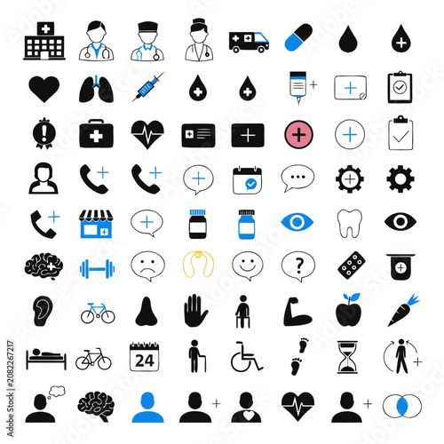 60 Medical Healthcare Outline Vector Icons Set – Hospital, Doctor, Pharmacy & Emergency