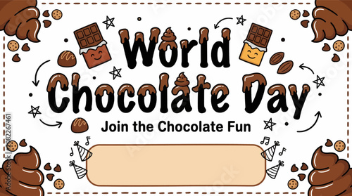 Schilderij op canvas Celebrate world chocolate day with playful graphics and joyful invitations to in