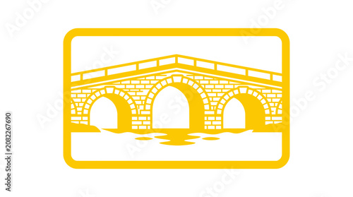 Yellow Stone Bridge Icon Vector Illustration