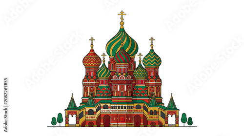 Saint Basil's Cathedral Moscow Russia Landmark Illustration