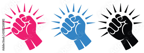 Fotografía Knocking Fist Outline Icon Set Featuring Fist Hitting Knock Gesture Door Knock a