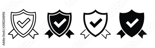 Foto Quality assurance badge icons, verified certification guarantee symbols for premium standards, product approval, customer trust and professional branding design