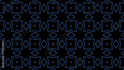 4K Motion Graphic Seamless Geometric Blue Star and Cushion Pattern
