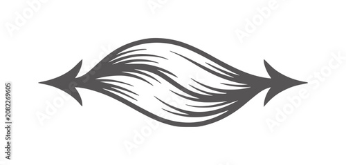 Schilderij op canvas Black and white abstract with opposing arrows and flowing lines