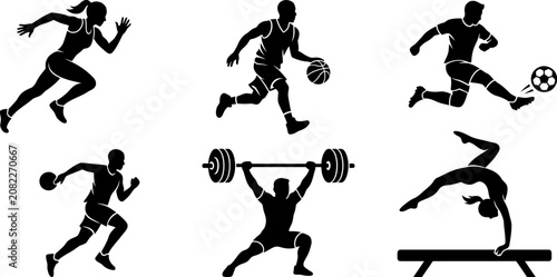 Photos Silhouette of various athletes engaged in different sports activities  running b