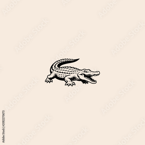 Tableau sur toile Detailed ink drawing of a wild alligator reptile with alligator crocodile wildli