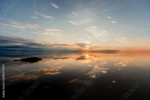 Beautiful sunset over Lake Vattern in Hastholmen, Sweden.