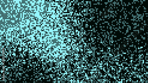Foto Abstract pixelated bitmap in cyan and black geometric pattern