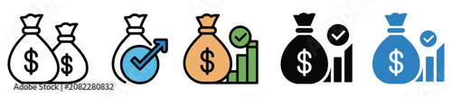 Foto Economic Recovery Icon Collection Representing Market Growth Financial Improveme