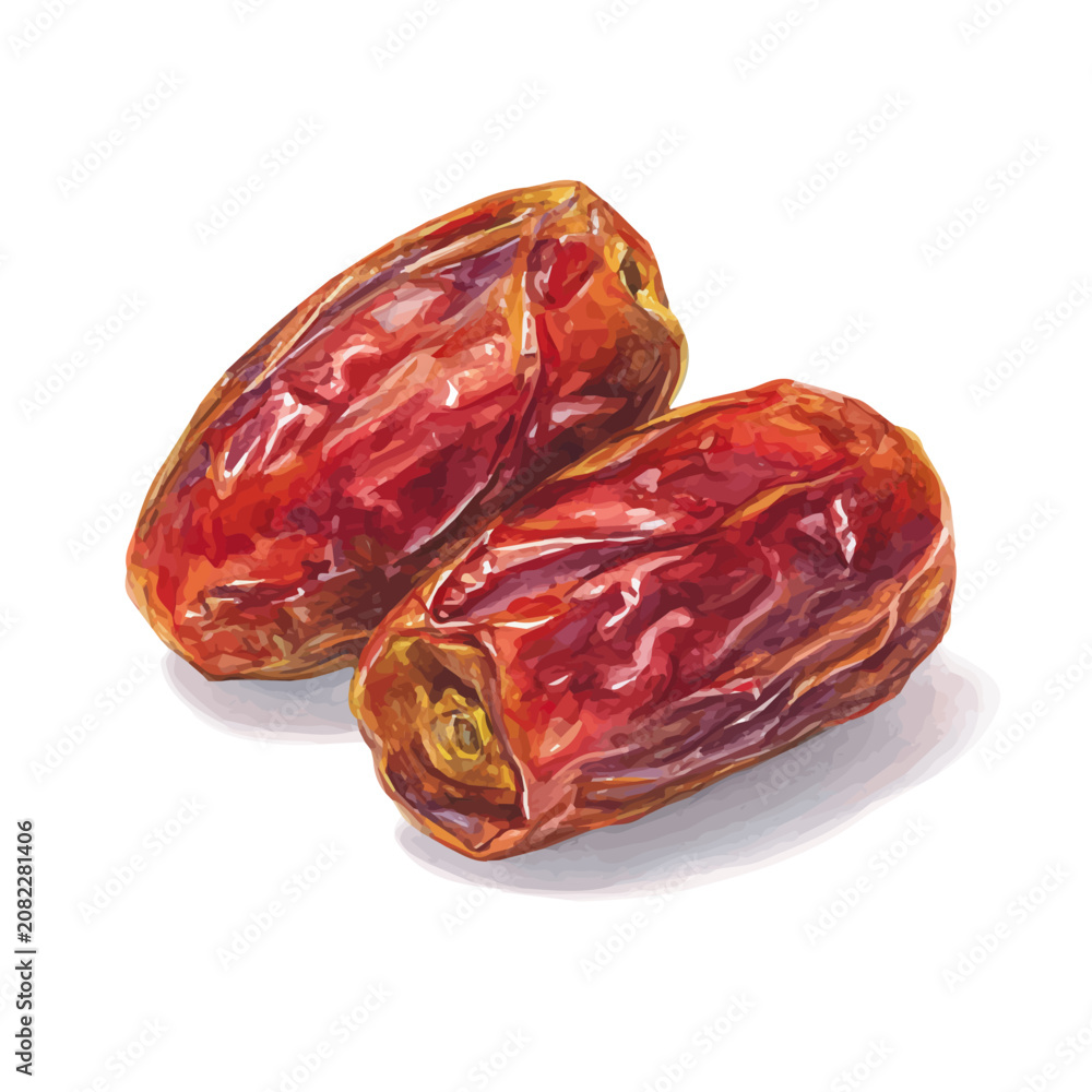 Obraz premium Watercolor painting of Date, detailed and artistic vector illustration on a white background.