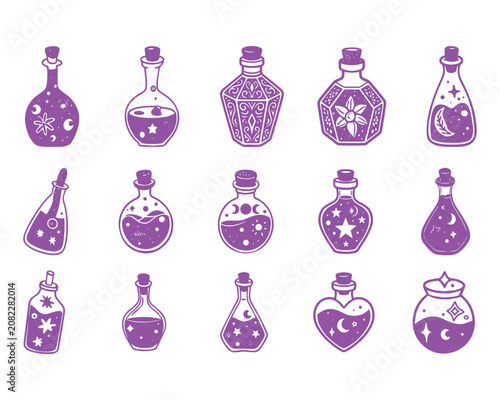 Fantasy Potion Bottle Alchemy Icon Set