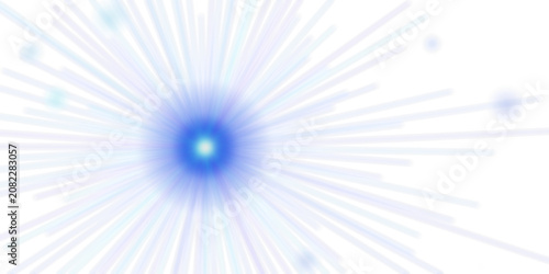 Radiating blue light effect with starburst rays on a transparent background