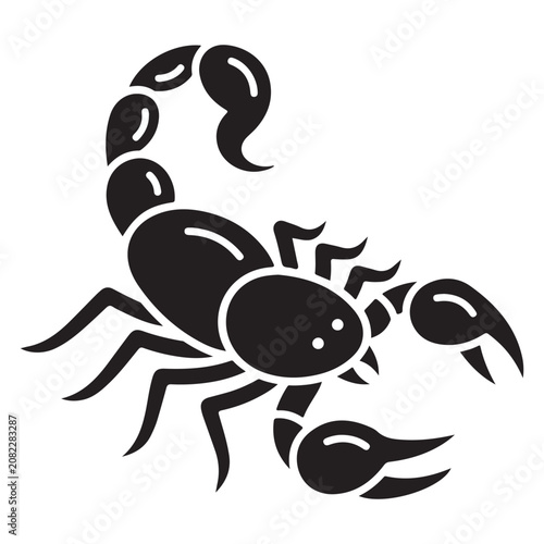 Foto Scorpion black vector icon with curved stinger tail and claws for zodiac scorpio