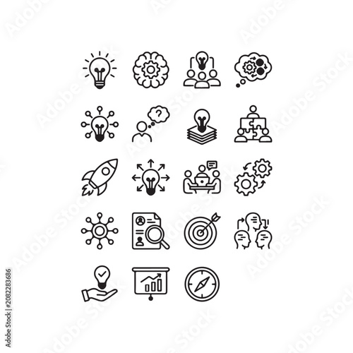 Business and idea vector icons creative process collection.