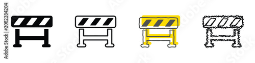 Canvas-taulu Collection of four distinct traffic barrier illustrations, including solid black