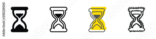 фотографія Four distinct hourglass icons showcase different artistic styles, symbolizing th