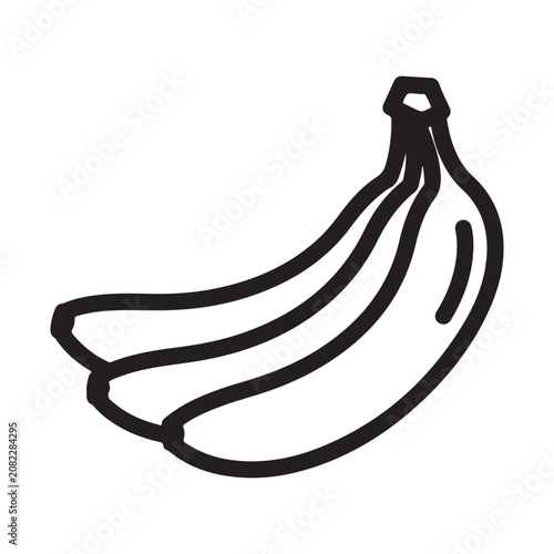 Banana bunch hand drawn vector icon with black outlines for food illustration and healthy snack design