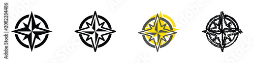 Картината върху платно A collection of four distinct compass rose symbols, each rendered with unique ar