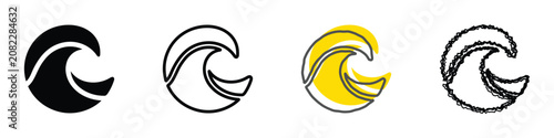 Fotografía A collection of four distinct wave graphic representations, showcasing versatili
