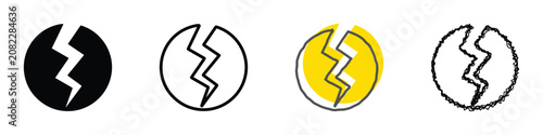 Fotografía Collection of graphic symbols depicting a fractured circle in various artistic s