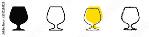Tableau sur toile A set of four stylized representations of a brandy snifter, showcasing different