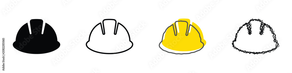 Fototapeta premium Explore a variety of hard hat designs highlighting safety and style options